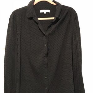 LOFT Black Polka Dot Buttoned Blouse